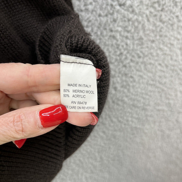 Tubino Sweater Brown Knit Merino Wool Blend Short Sleeve Cowl Italy - Picture 6 of 12